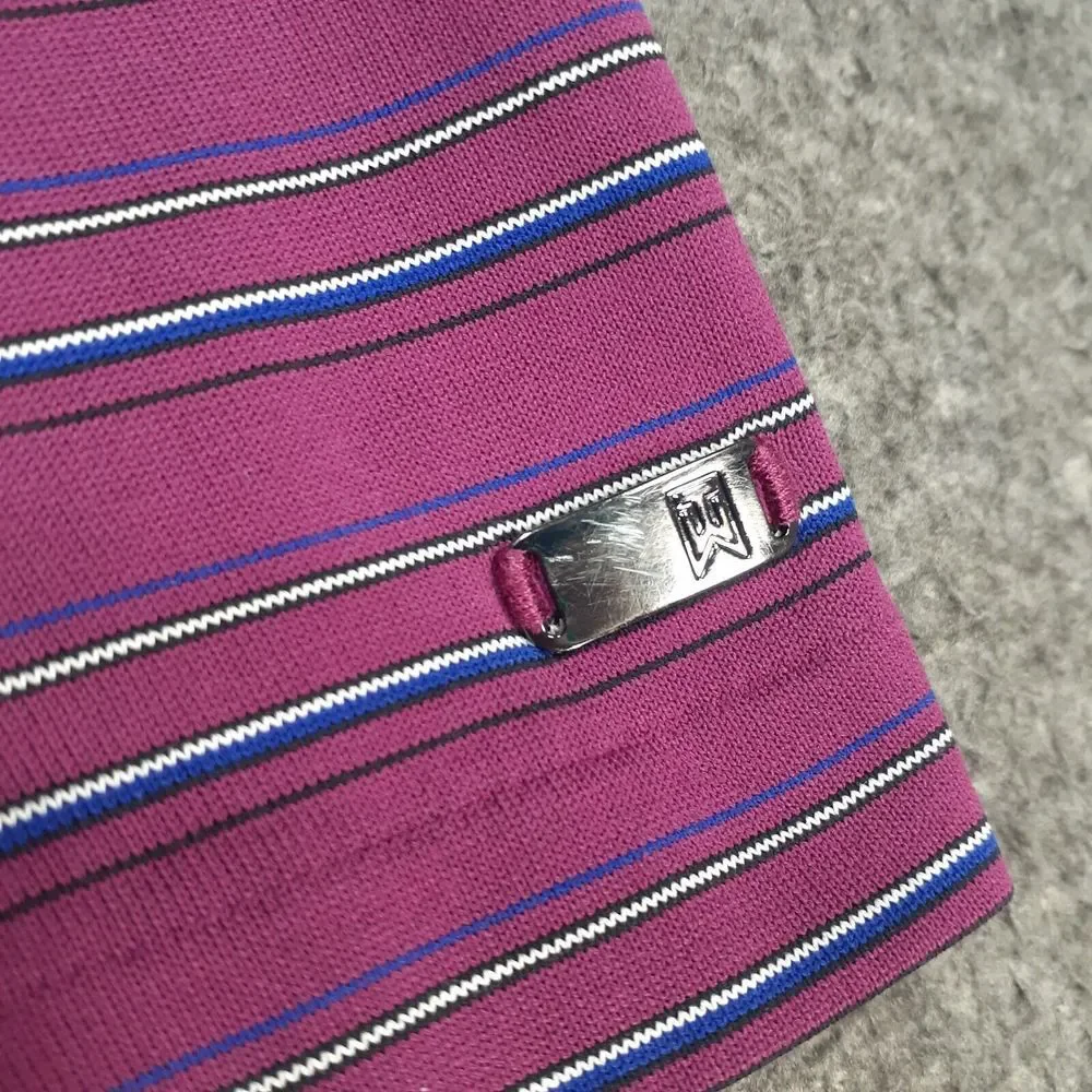 RARE Nike Tiger Woods Collection SAMPLE Polo Shirt Adult L pink blue stripe S/S - Picture 10 of 14